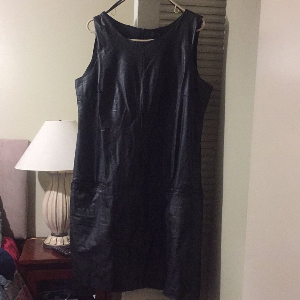 Black faux leather dress